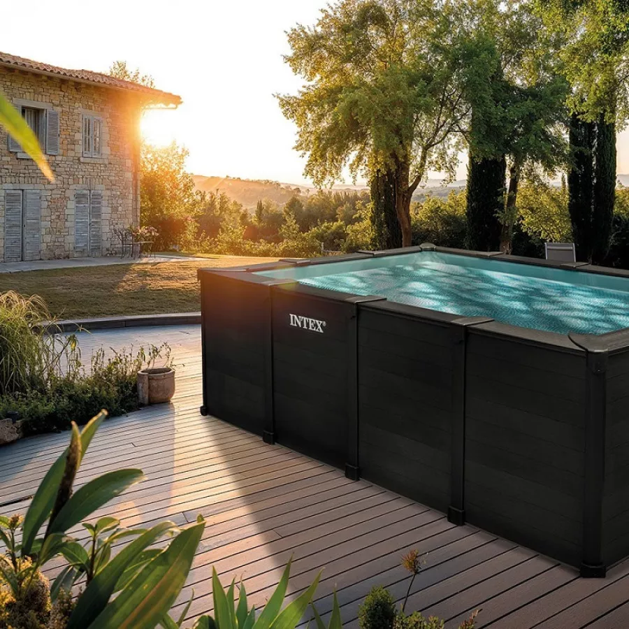 Piscine tubulaire rectangulaire Intex Graphite 4 x 3 x 1,24 m