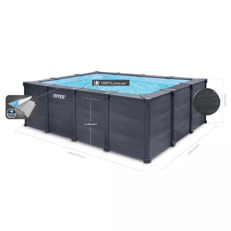 Piscine tubulaire rectangulaire Intex Graphite 4 x 3 x 1,24 m – Image 7