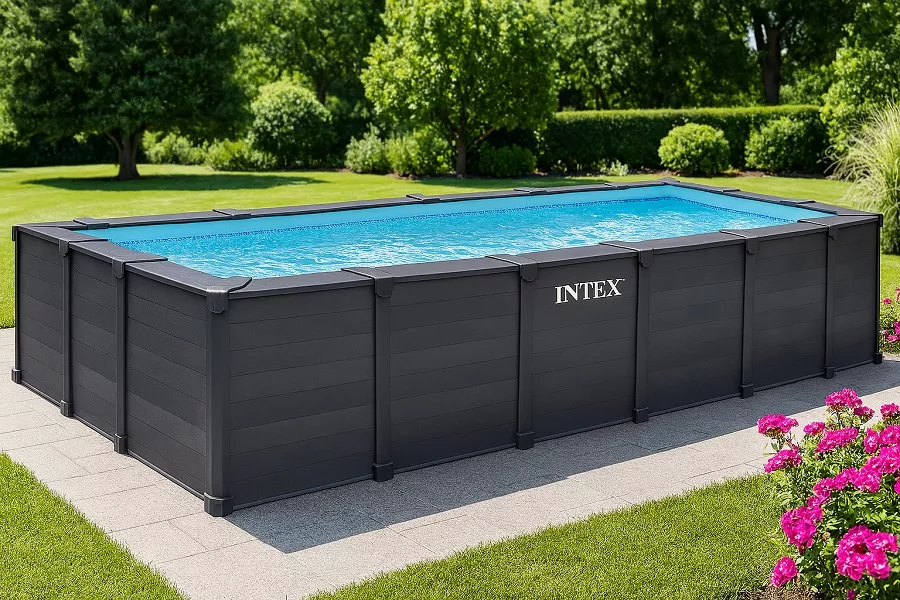 Piscine tubulaire rectangulaire Intex Graphite 6 x 3 x 1,24 m