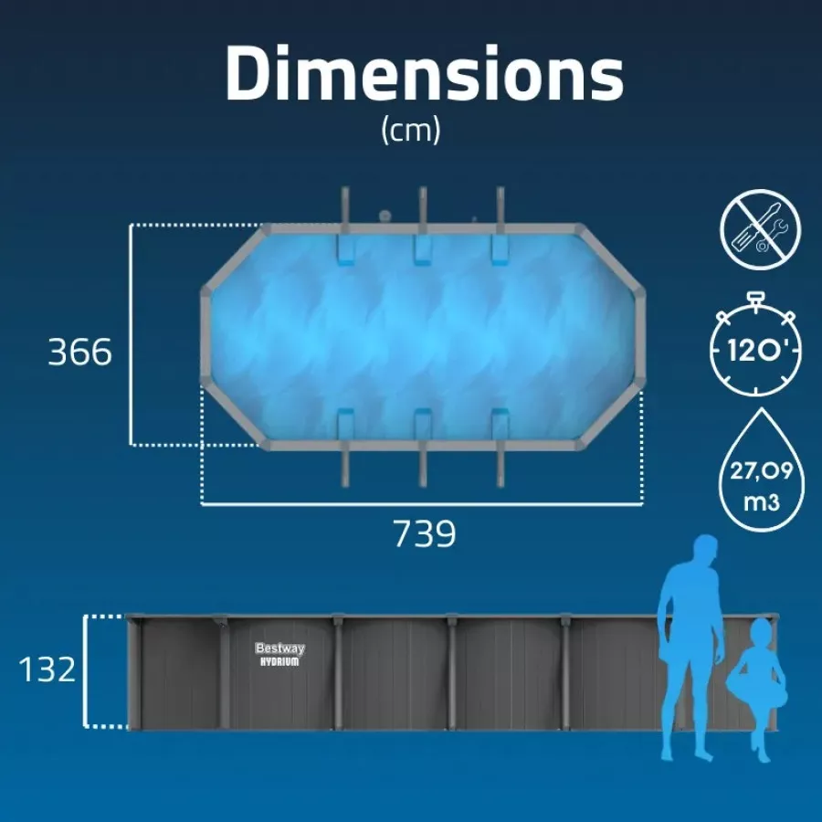 Piscine en acier Bestway Hydrium 7,32 x 3,66 x 1,32 m – Image 4