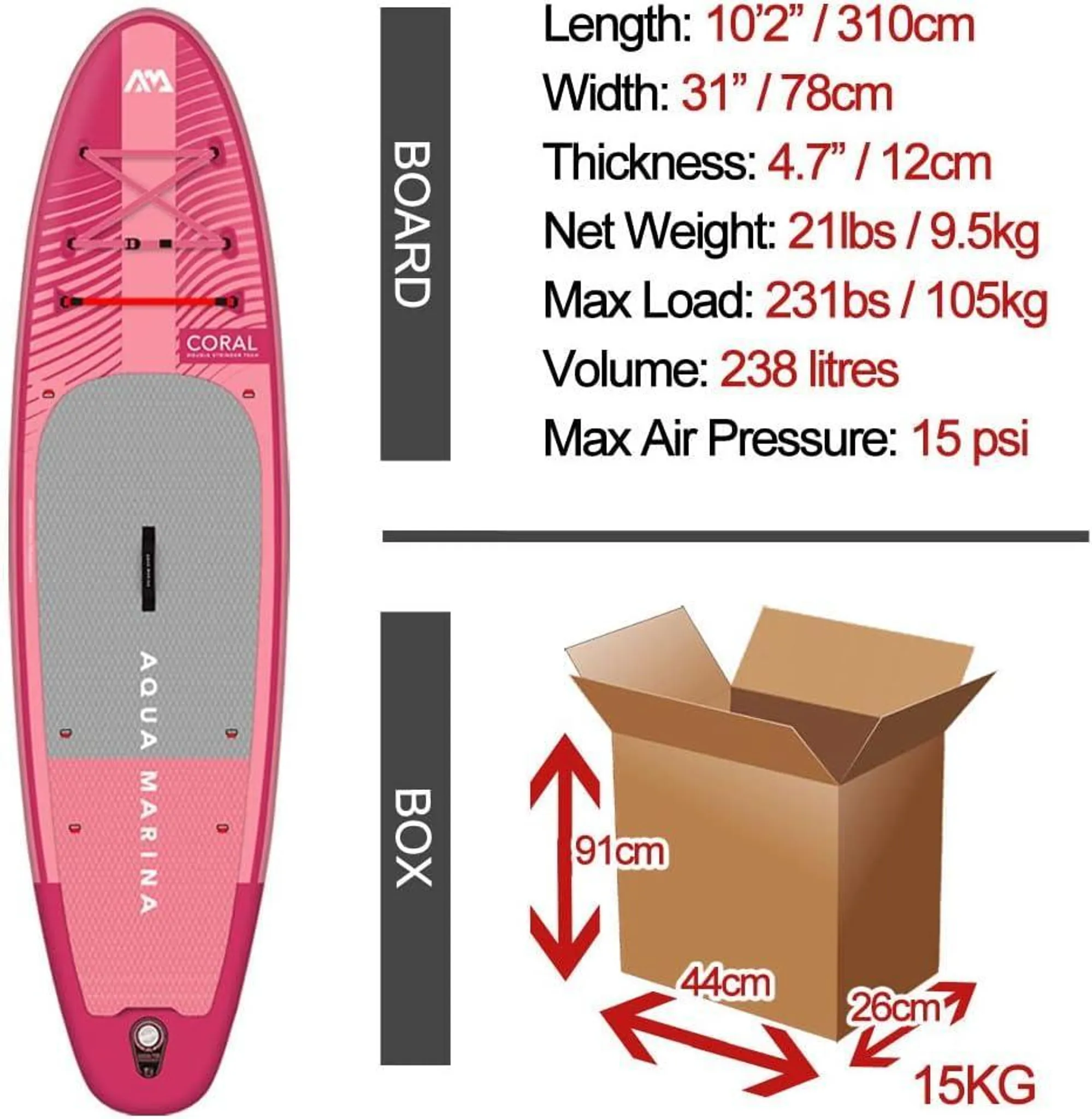 Aqua Marina Coral 10.2 Paddle gonflable - Set complet 310 x 78 cm – Image 13