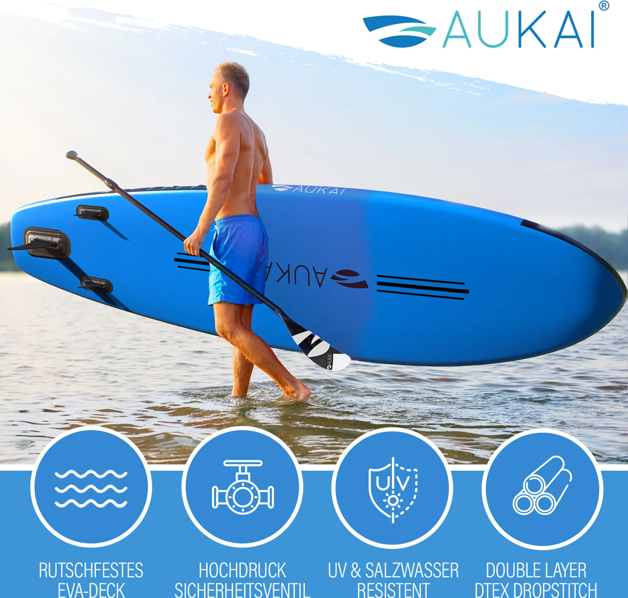 Paddle gonflable 2 en 1 320 cm avec siège kayak et double pagaie – Image 2