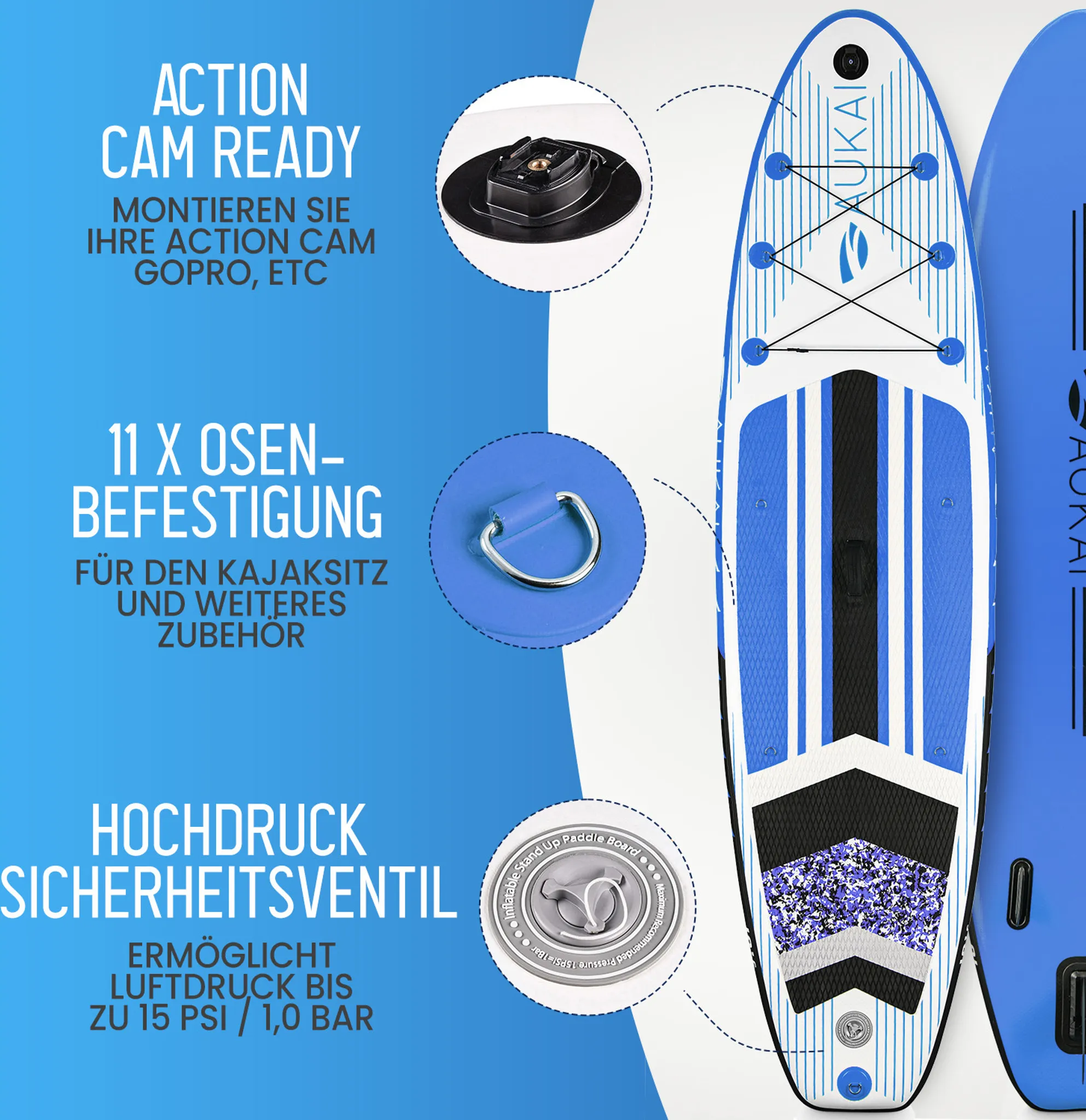 Paddle gonflable 2 en 1 320 cm avec siège kayak et double pagaie – Image 4