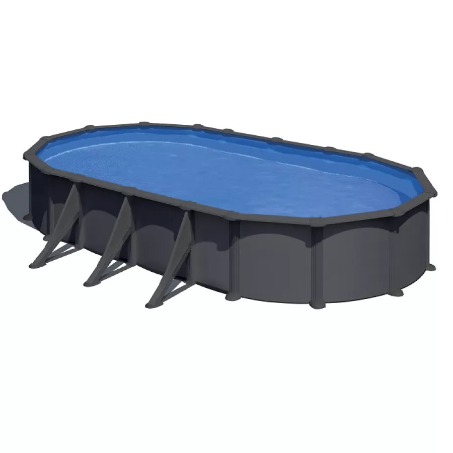 Piscine ovale acier Gré Juni Gris Anthracite - 7,30 x 3,75 x 1,32 m – Image 4