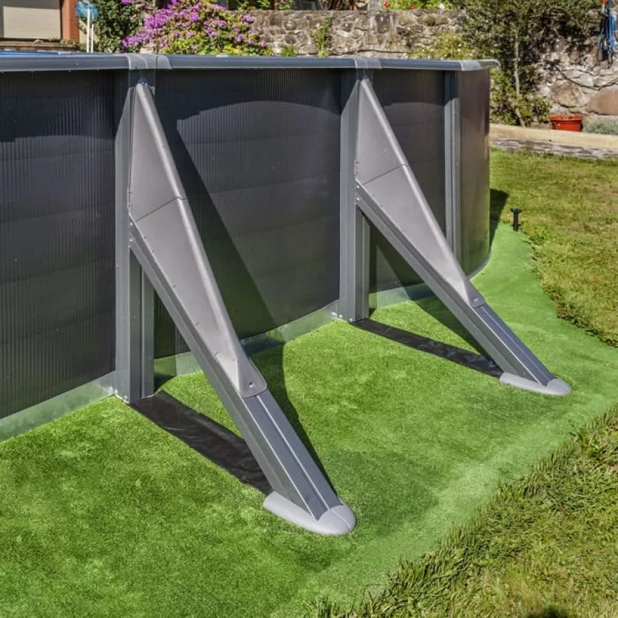 Piscine ovale acier Gré Juni Gris Anthracite - 7,30 x 3,75 x 1,32 m – Image 7