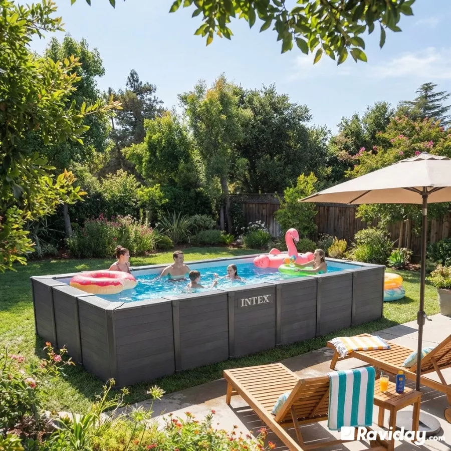 Piscine tubulaire rectangulaire Intex Graphite 6 x 3 x 1,24 m – Image 2