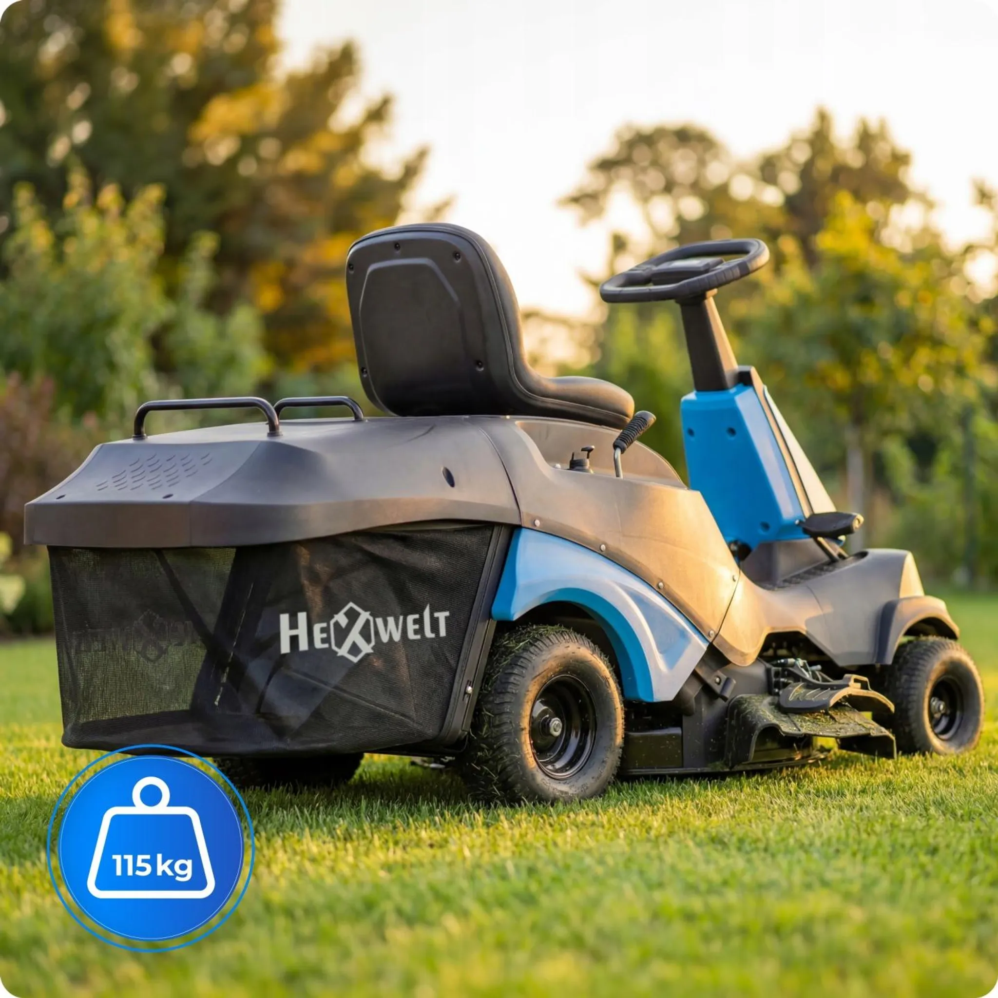 Tracteur tondeuse HEXWELT 224 cm³ largeur de coupe 66 cm bac 150 L avec aérateur – Image 12